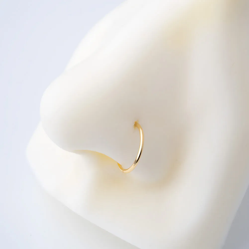 14K Solid Gold 20G Minimalist Nose Hoop Ring