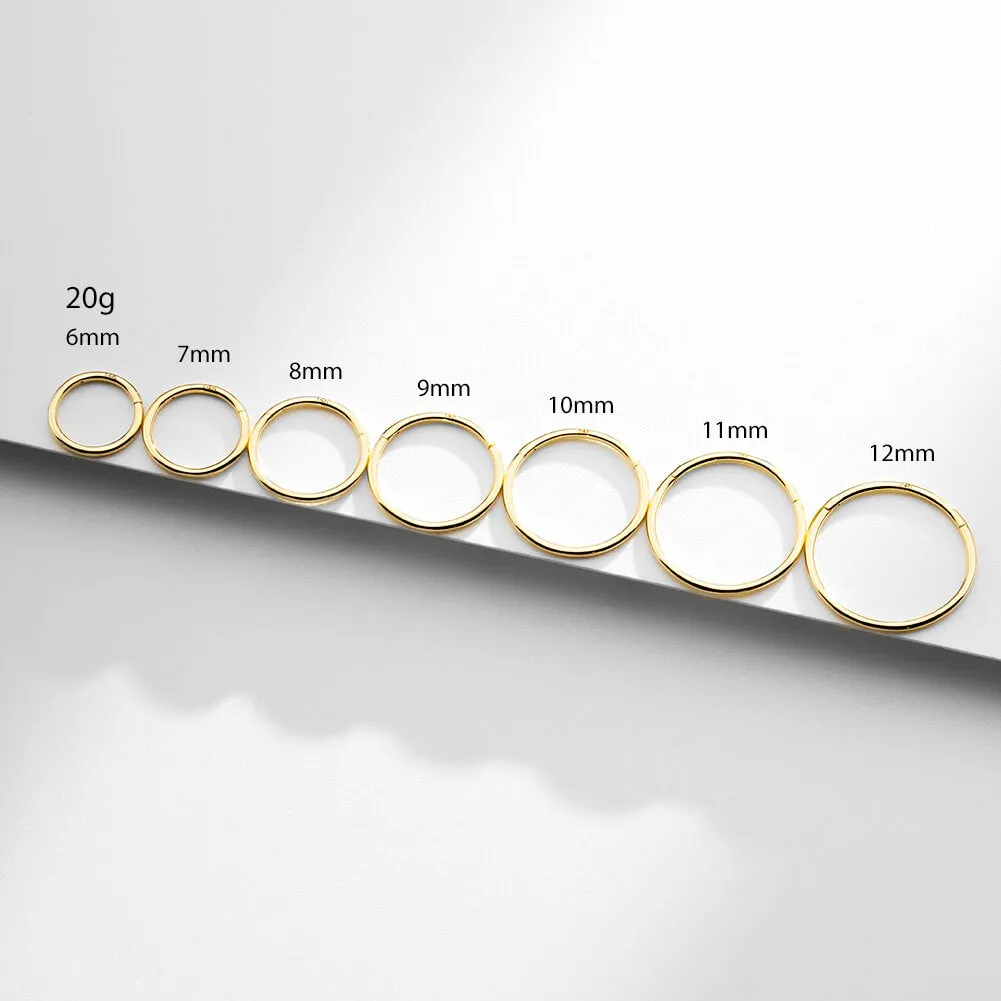 14K Solid Gold 20G Minimalist Nose Hoop Ring
