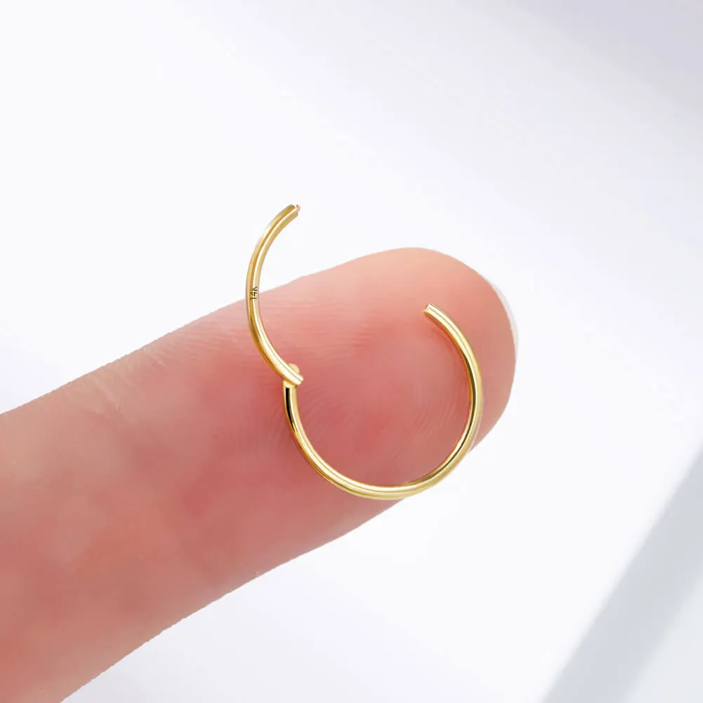 14K Solid Gold 20G Minimalist Nose Hoop Ring