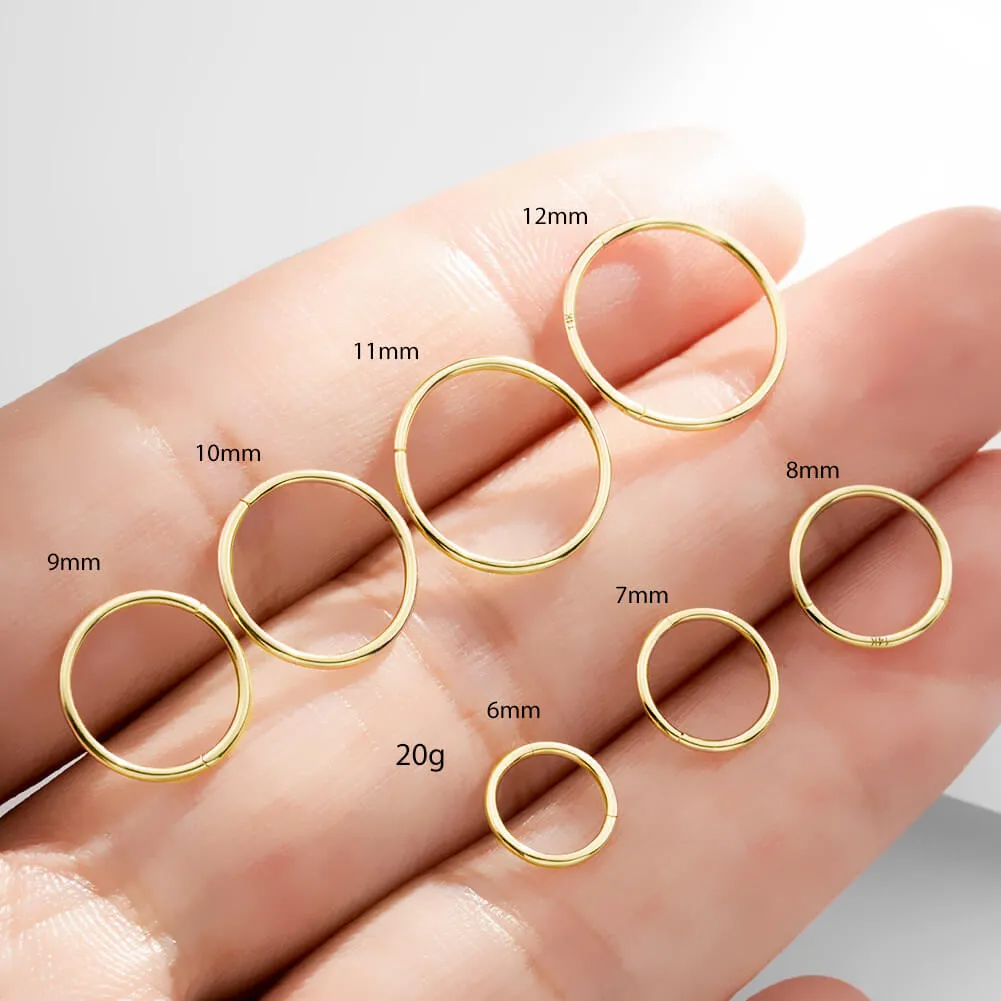 14K Solid Gold 20G Minimalist Nose Hoop Ring