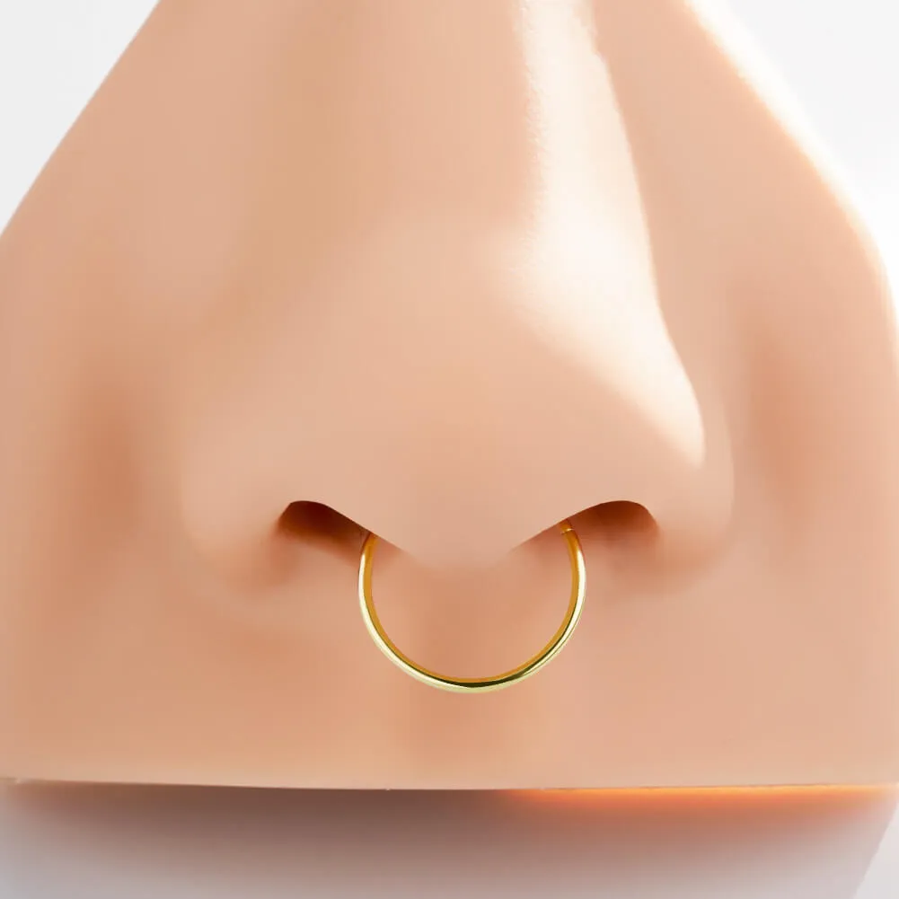 14K Solid Gold 20G Minimalist Nose Hoop Ring
