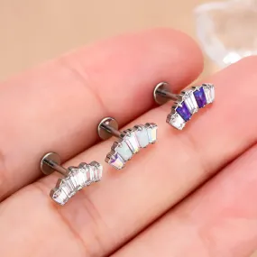 16G Titanium Internally Threaded Crown CZ Helix Cartilage Stud