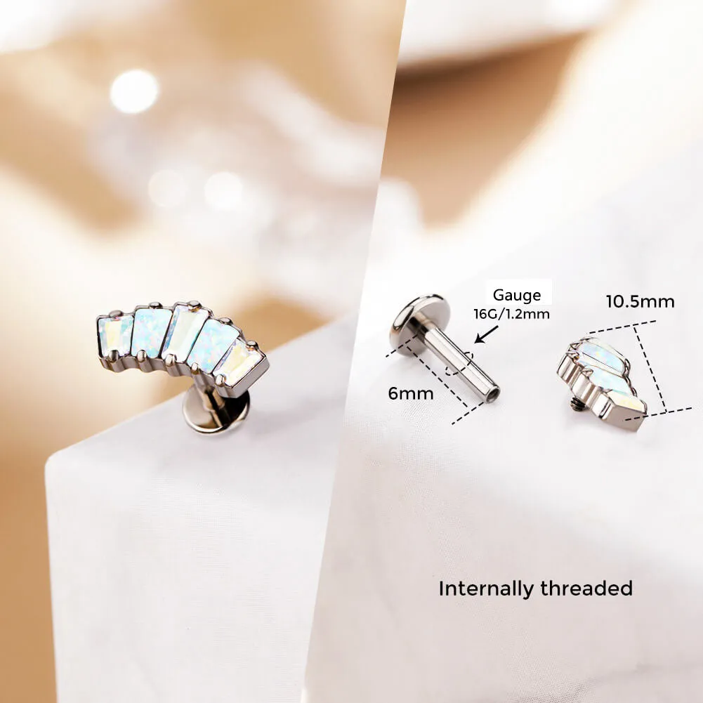 16G Titanium Internally Threaded Crown CZ Helix Cartilage Stud