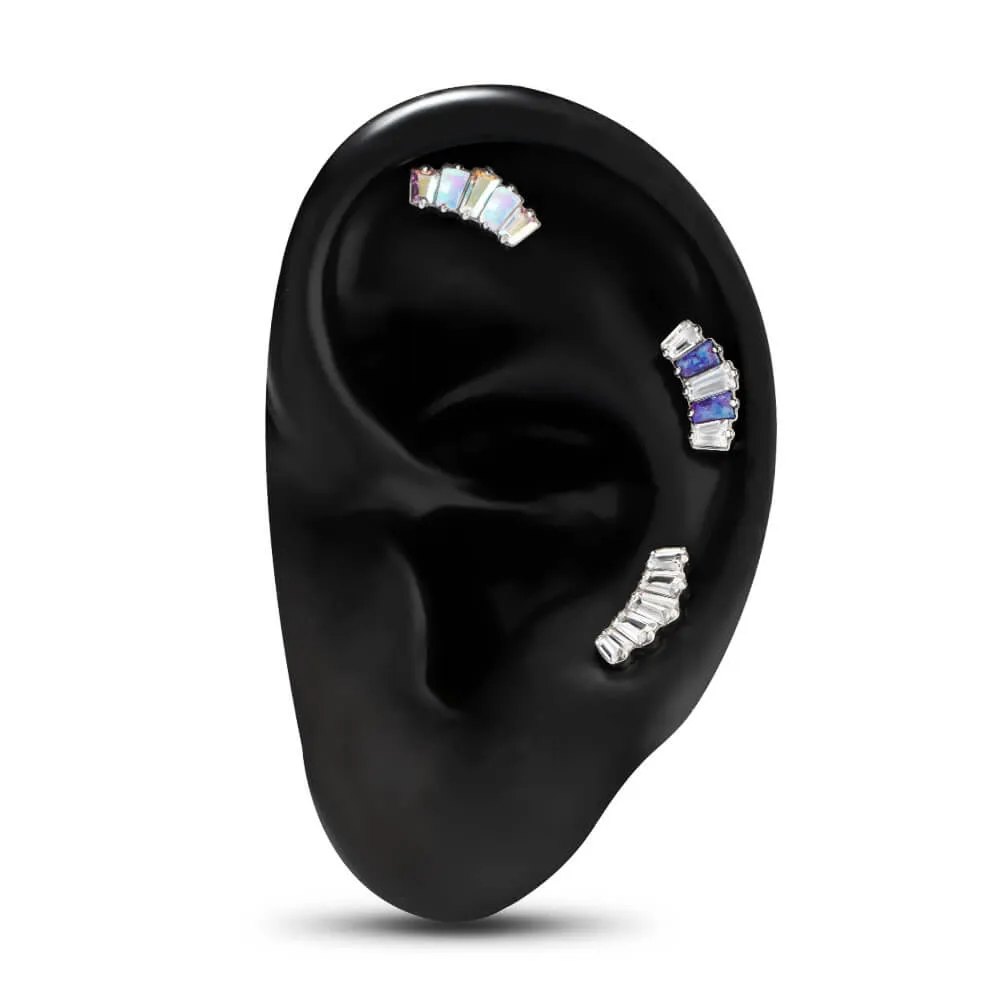 16G Titanium Internally Threaded Crown CZ Helix Cartilage Stud
