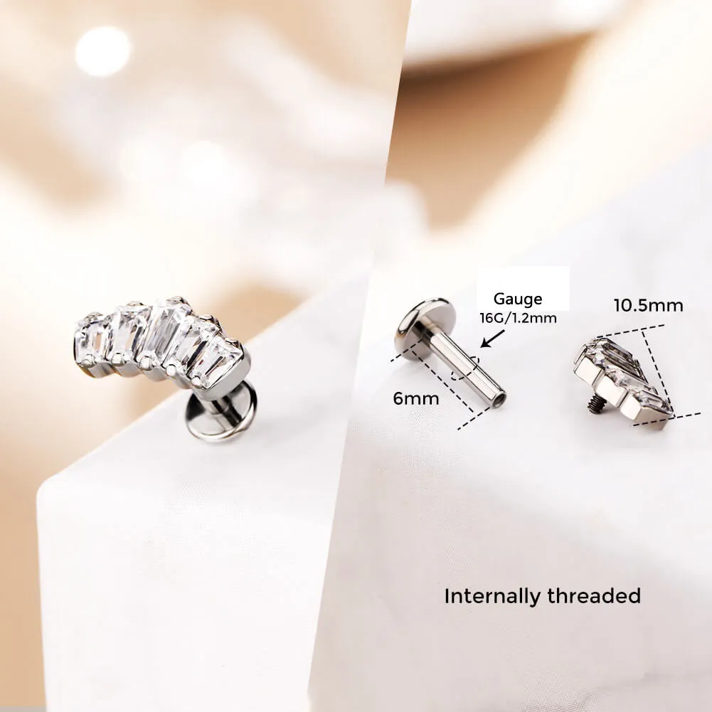 16G Titanium Internally Threaded Crown CZ Helix Cartilage Stud