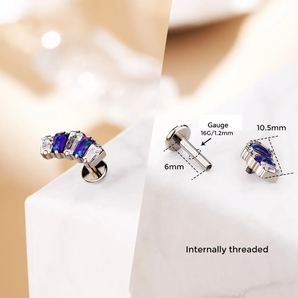 16G Titanium Internally Threaded Crown CZ Helix Cartilage Stud