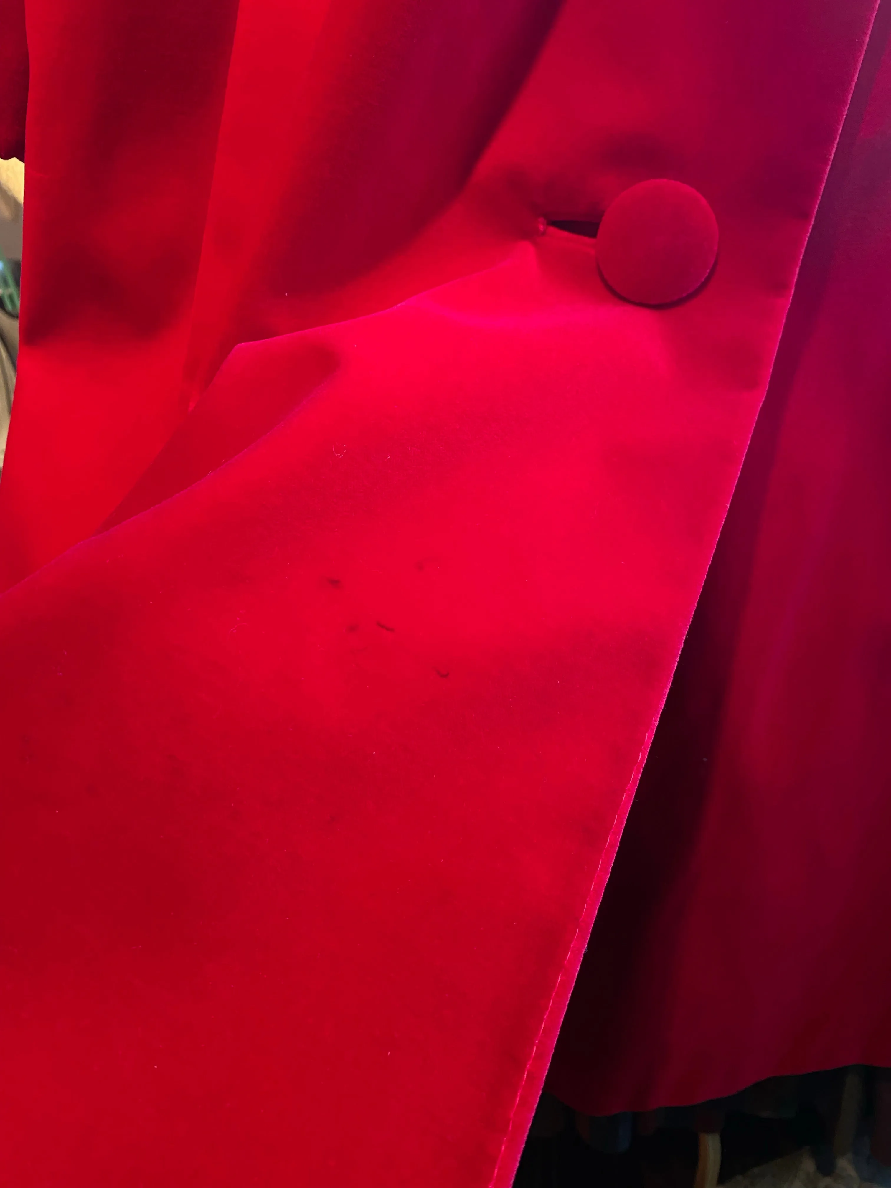 1950's Shocking Pink Red Velvet Swing Coat / ML