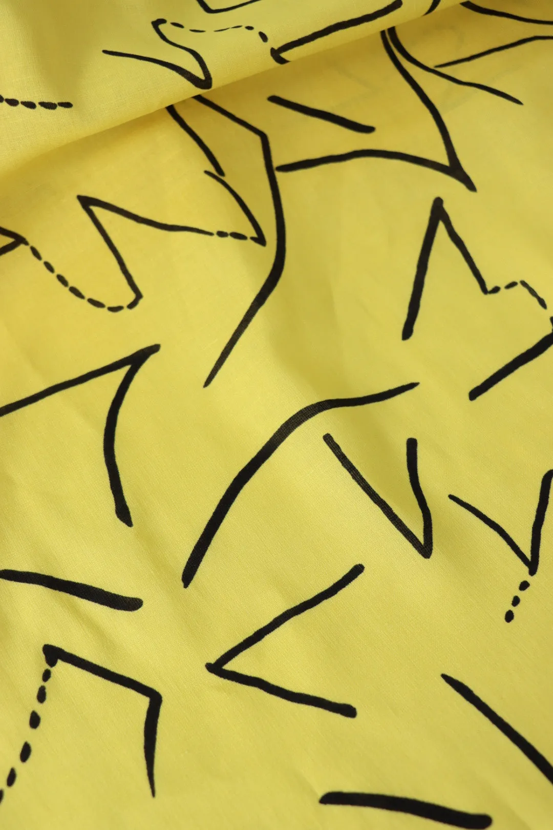 1YD PRECUT; Funky Lines On Yellow Linen Cotton