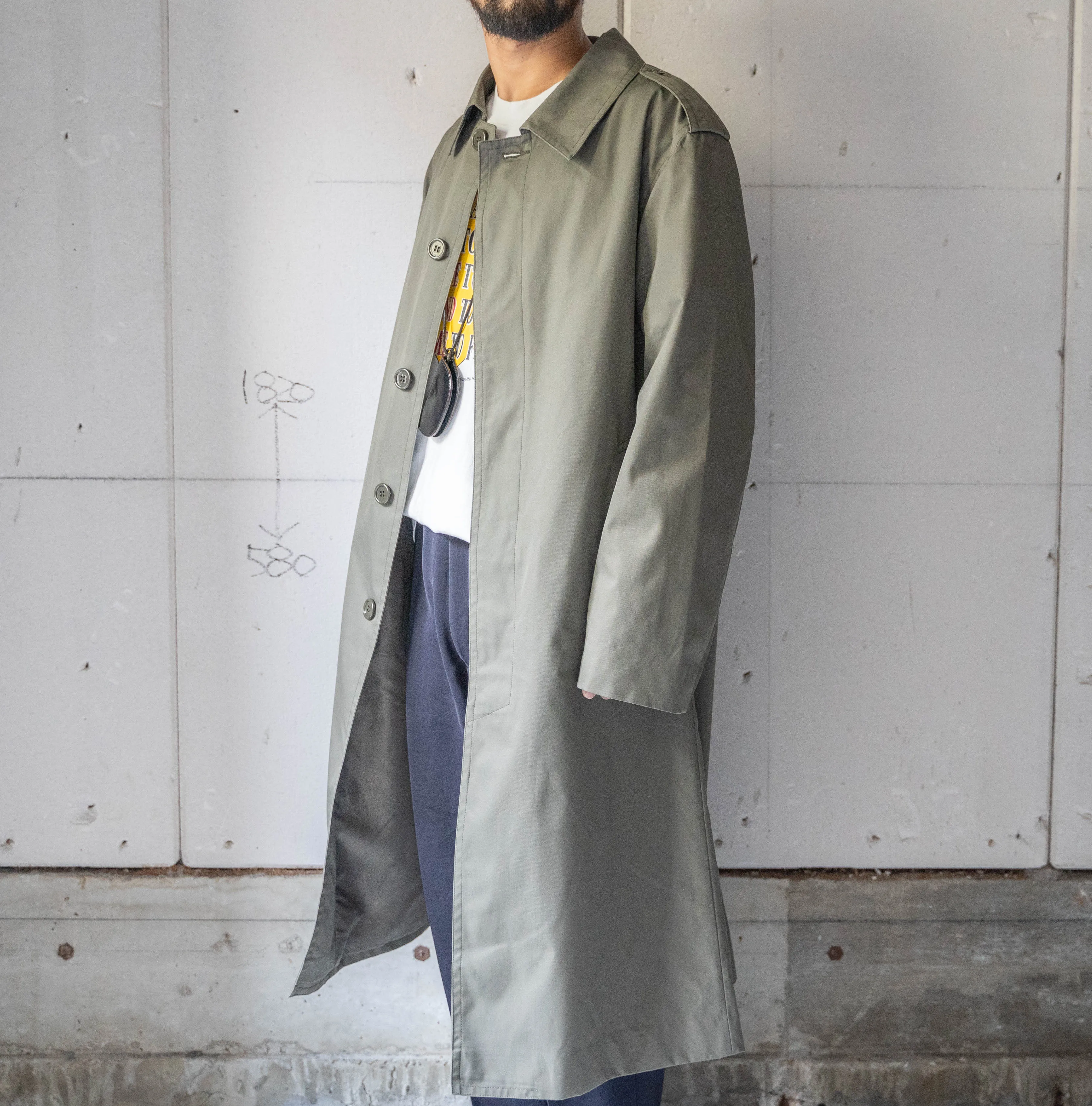2000s Spanish military khaki color balmacaan coat 'dead stock'