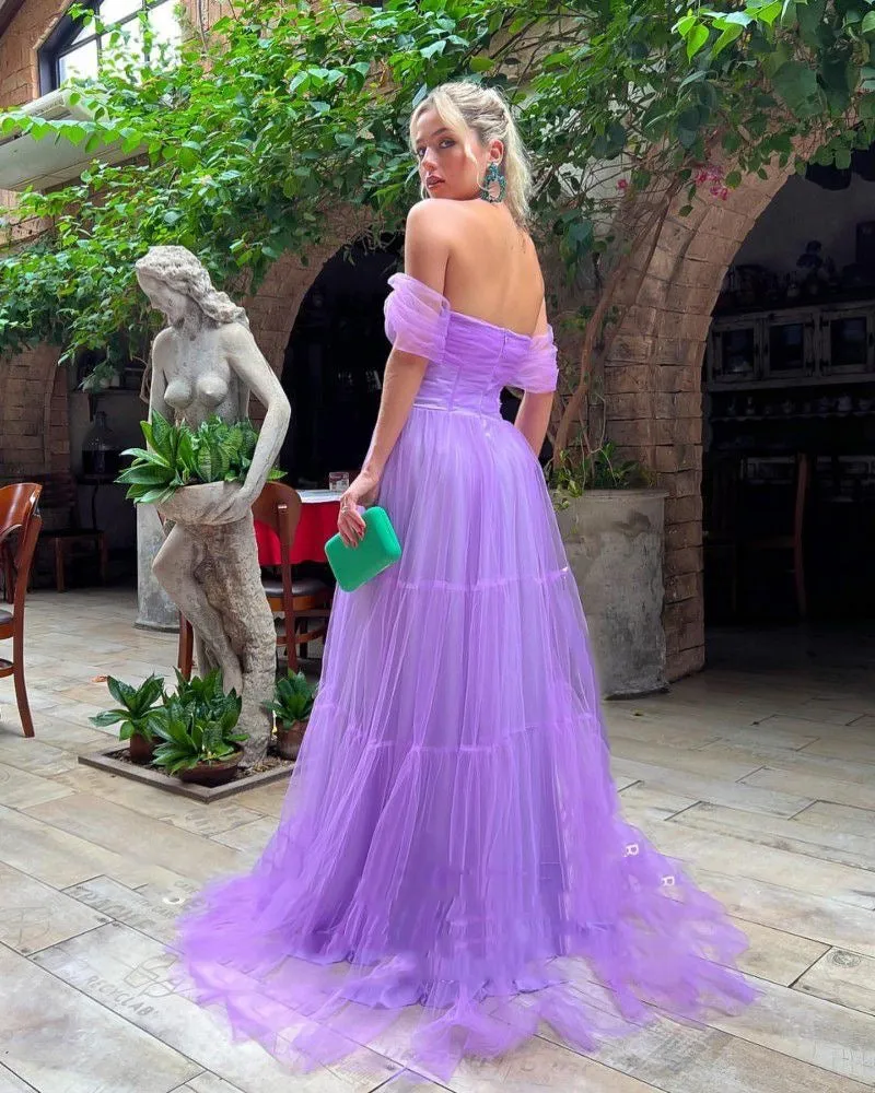 A-line Off Shoulder Prom Dresses, Wedding Party Dresses, Newest 2024 Long Prom Dresses