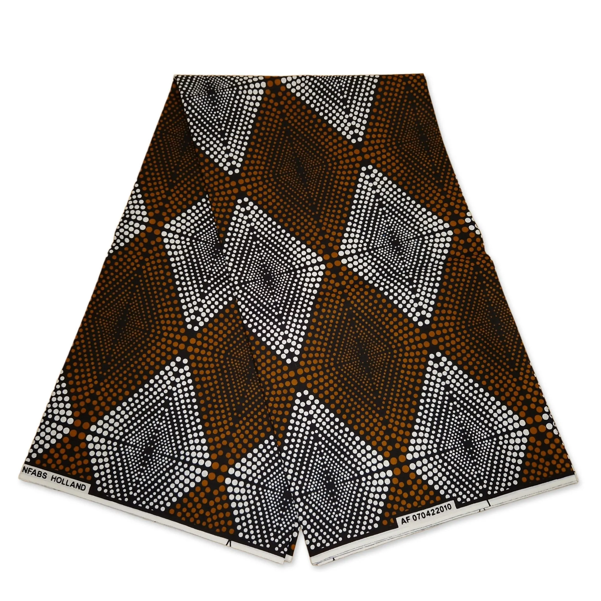 African print fabric - Mustard-brown diamonds - 100% cotton