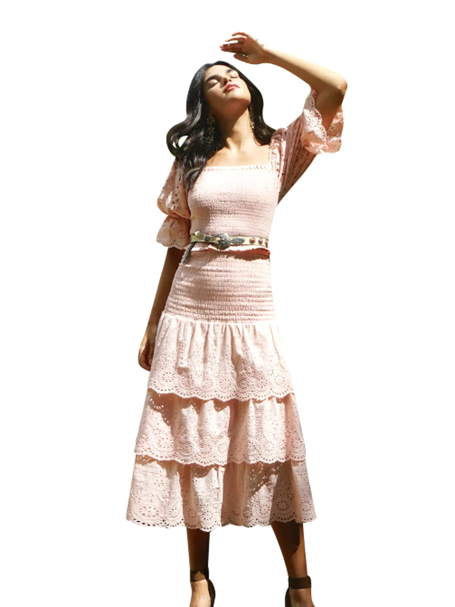 Allison Dani Eyelet Midi Skirt