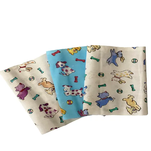 Baby Blue Puppy Bone Print Poly Cotton Fabric