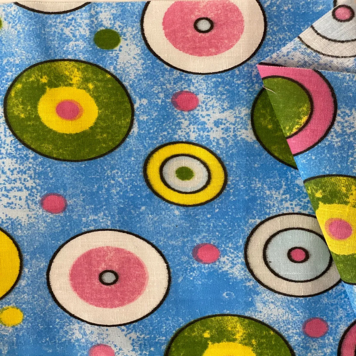 Baby Blue Sphere Circle Print Poly Cotton Fabric