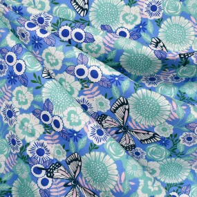 Backyard Butterfly Garden Premium Cotton Periwinkle