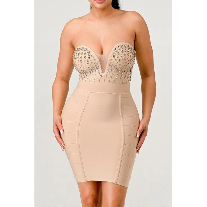 Betting on you casual embellished bandage dress