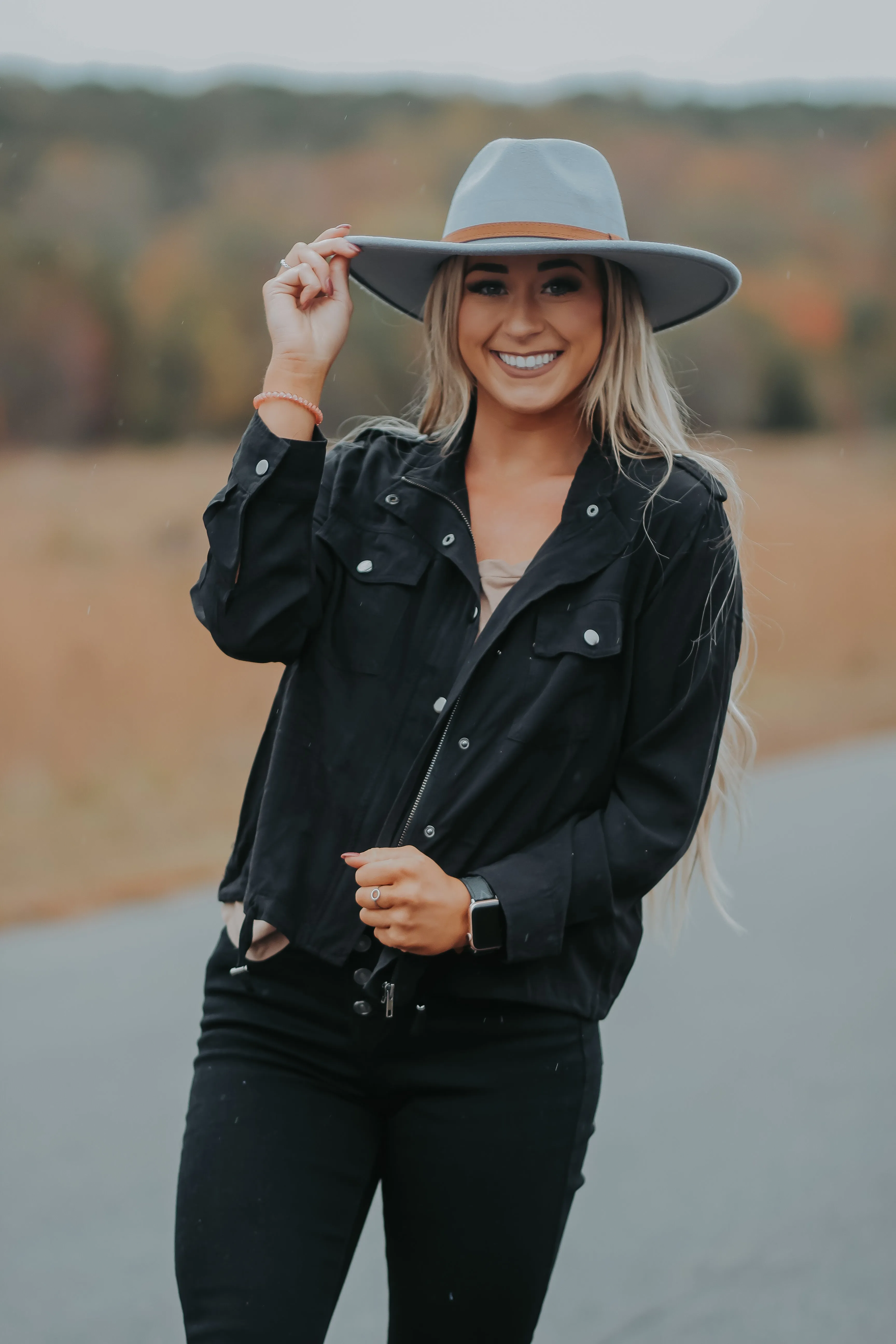 Black Button Down Utility Jacket