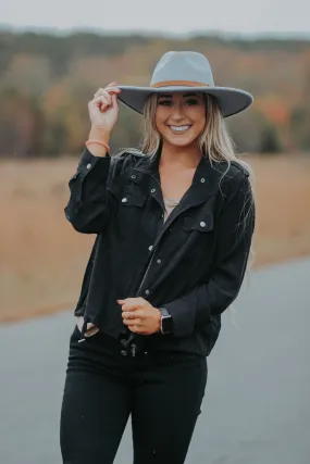 Black Button Down Utility Jacket