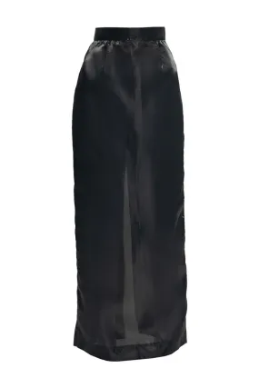 BLACK ORGANZA MAXI SHIRT WITH BLACK SLIT