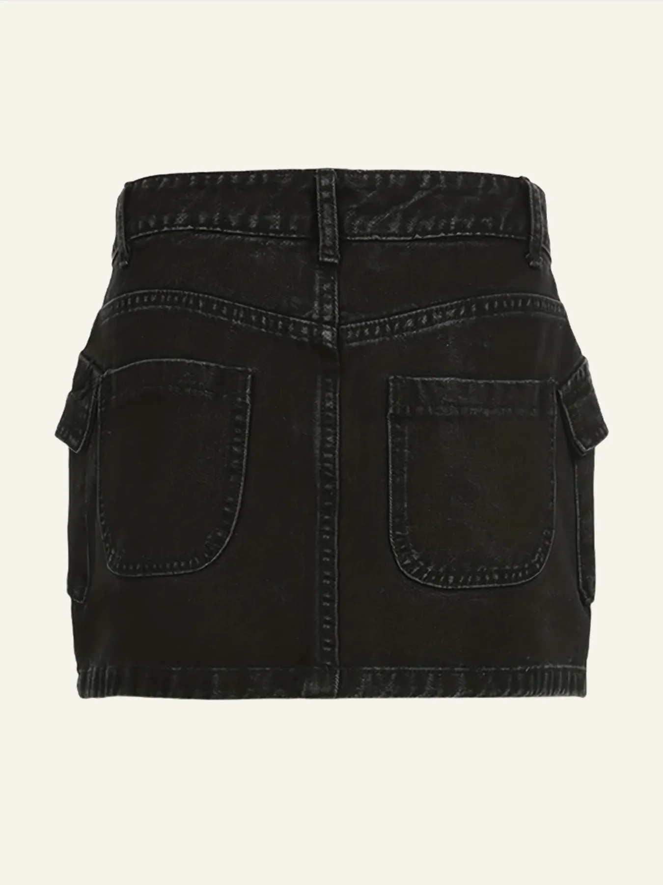 Black Silvery Denim Mini Skirt
