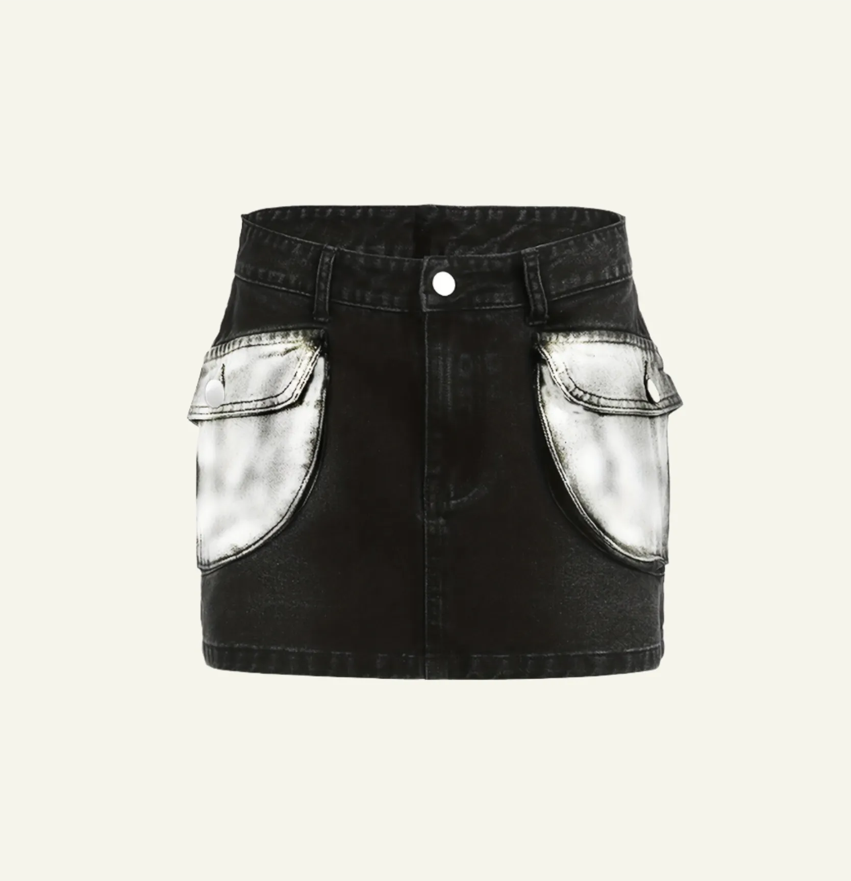 Black Silvery Denim Mini Skirt