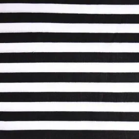 Black White Half Inch Stripe Poly Cotton Fabric
