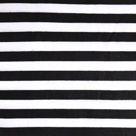 Black White Half Inch Stripe Poly Cotton Fabric