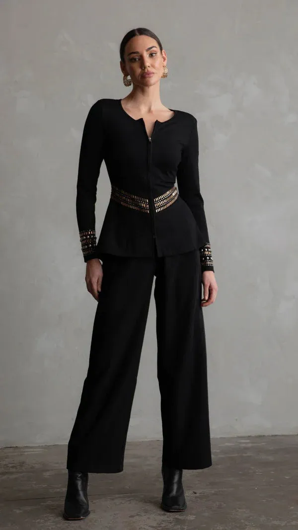 Blair Peplum Embellishment Jacket Black