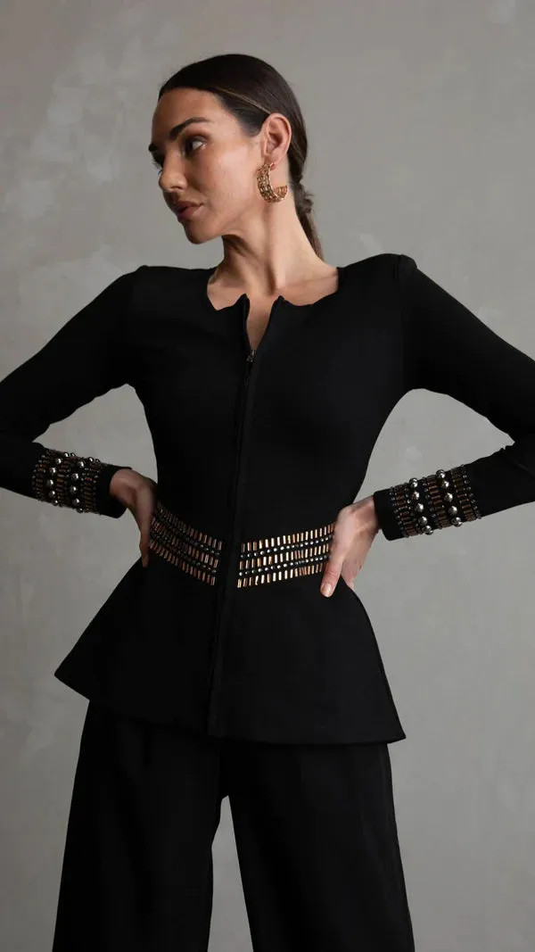 Blair Peplum Embellishment Jacket Black