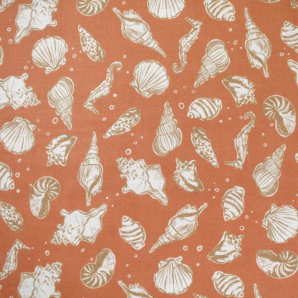 By the Sea Seashells Organic Cotton Double Gauze Coral