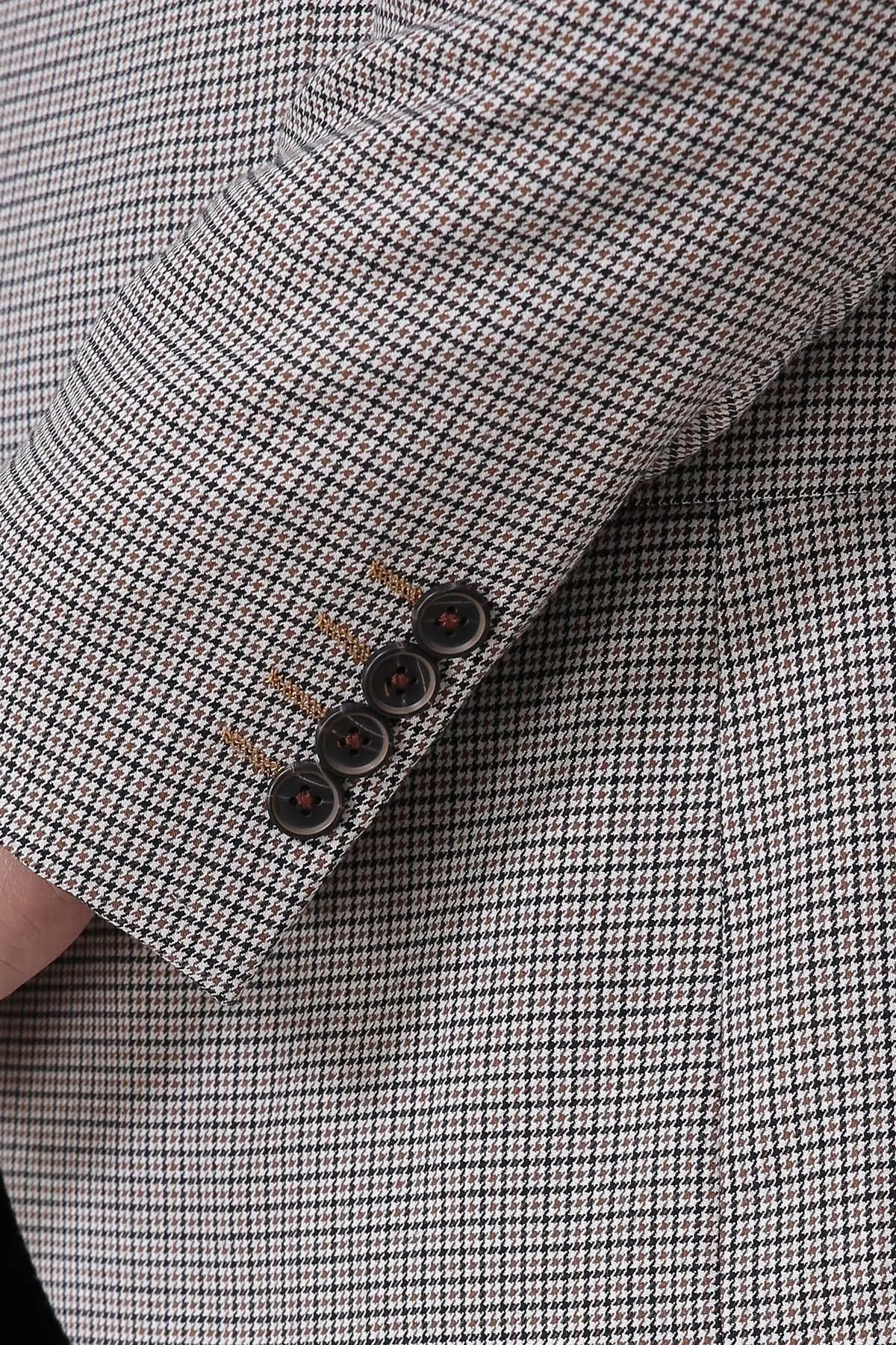 CASUAL COAT 2 BUTTON SLIM FIT BEIGE BLACK CHECK