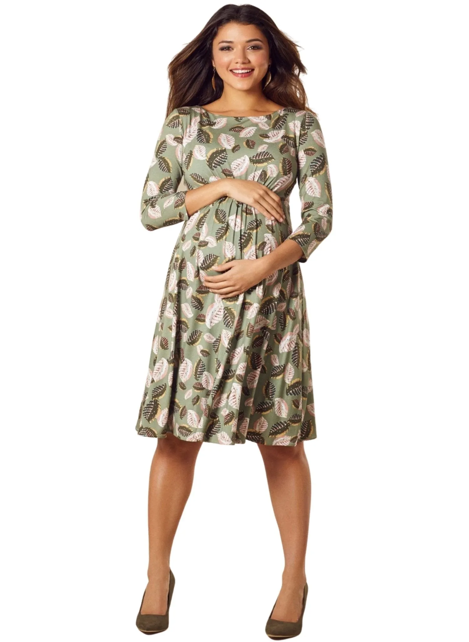 Cathy Maternity Dress - Forest Feather