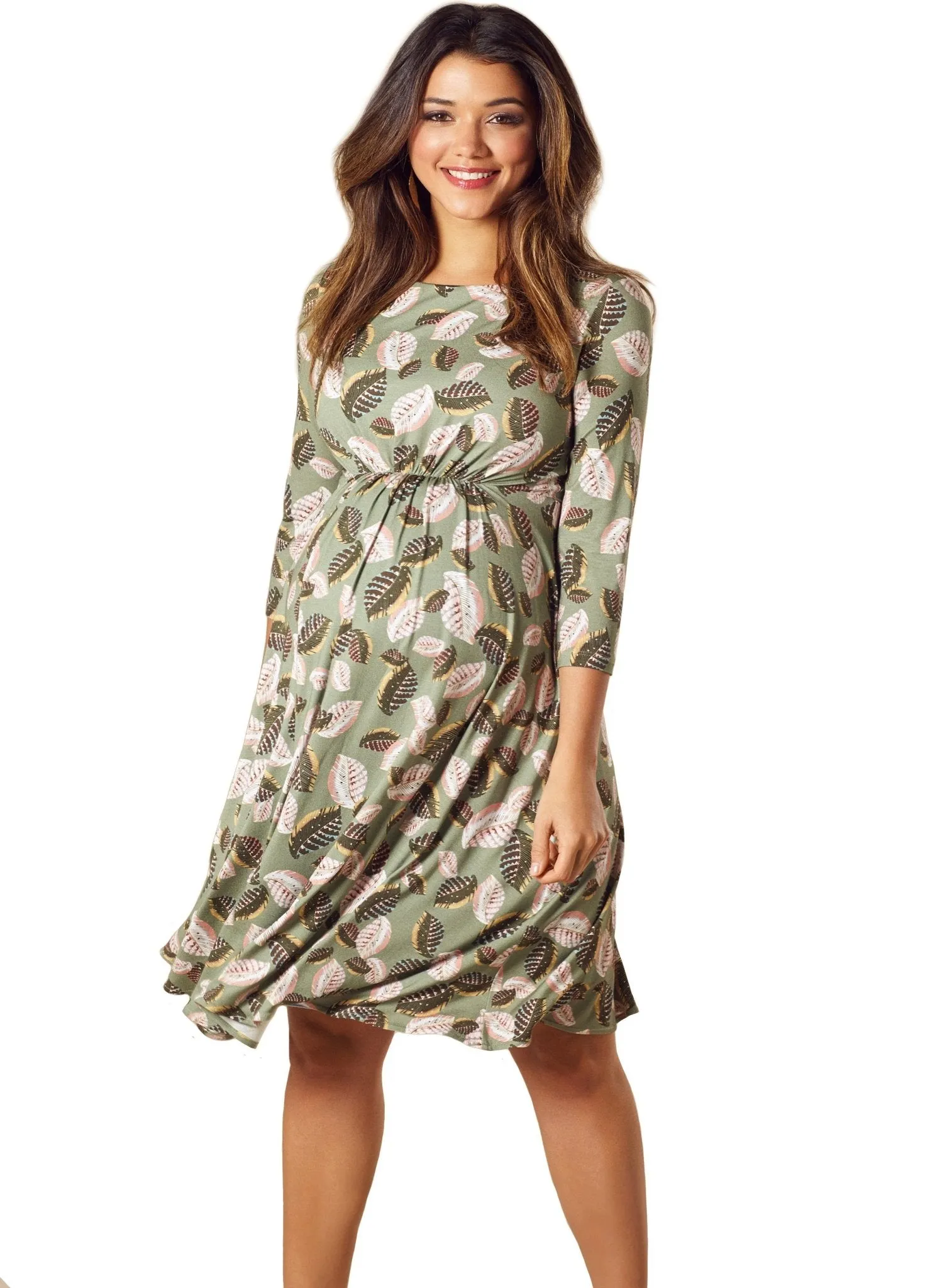 Cathy Maternity Dress - Forest Feather