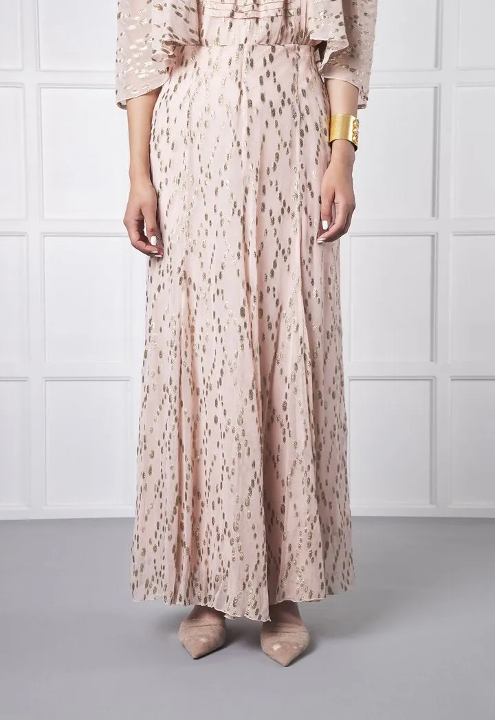 Choice Gold Lurex Oval Pattern Skirt Blush