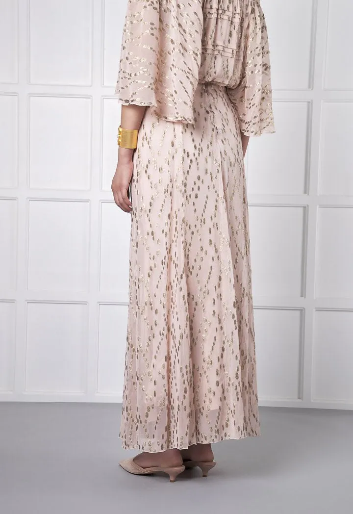 Choice Gold Lurex Oval Pattern Skirt Blush