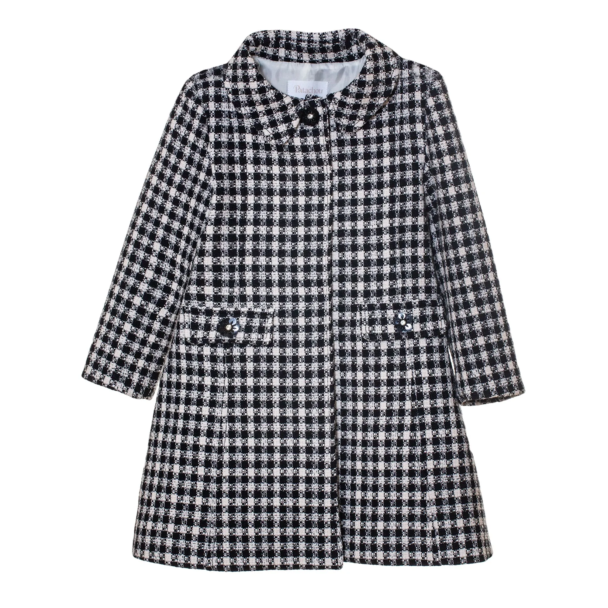 coat wool tweed - black/white
