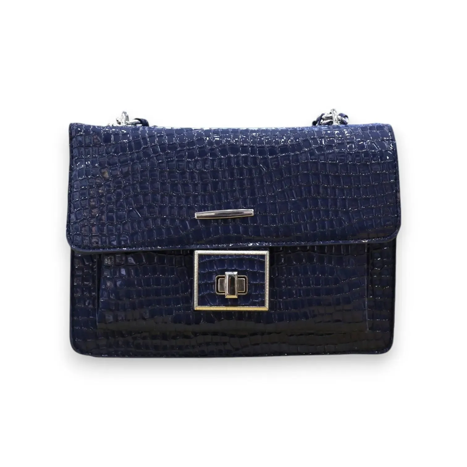 Croc-Embossed Shoulder Bag