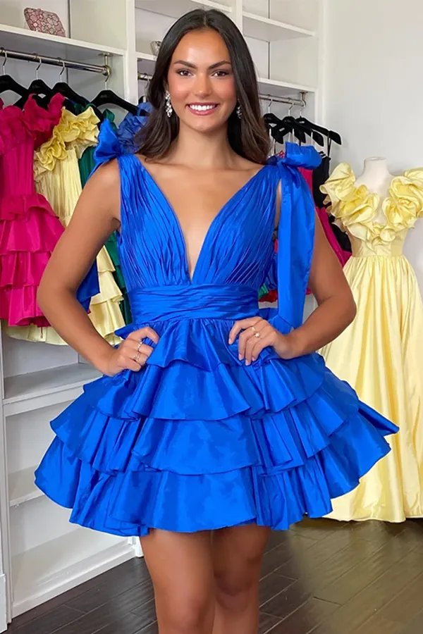 Deep V-neck Short Homecoming Party Dresses, Newest Prom Dresses, Girl Graduation Mini Prom Dresses