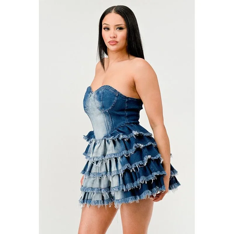 Denim Delight Tiered Ruffle Dress
