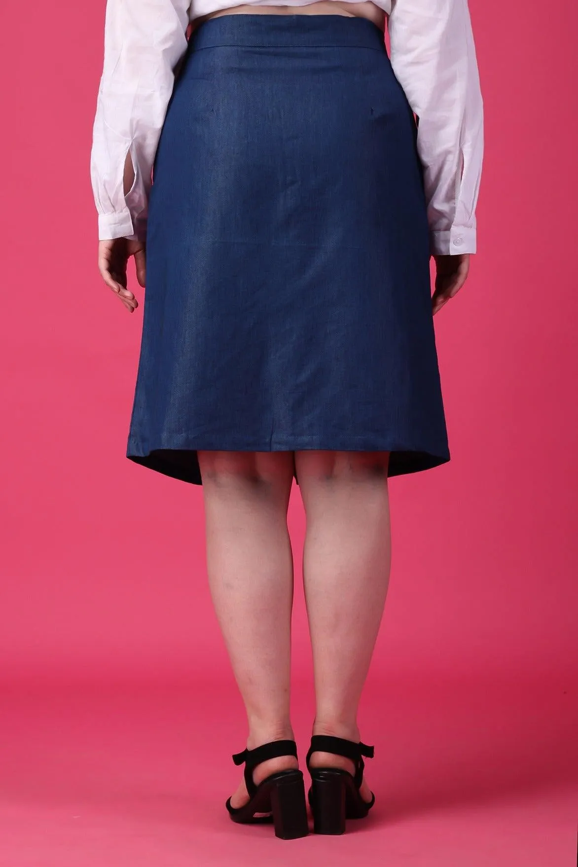 Denim Front Buttoned Skirt