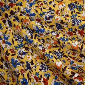 Designer Tossed Autumn Florets Rayon Challis Mustard/Multi