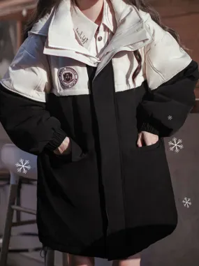 Down Hoodie Penguin Style White Jacket College