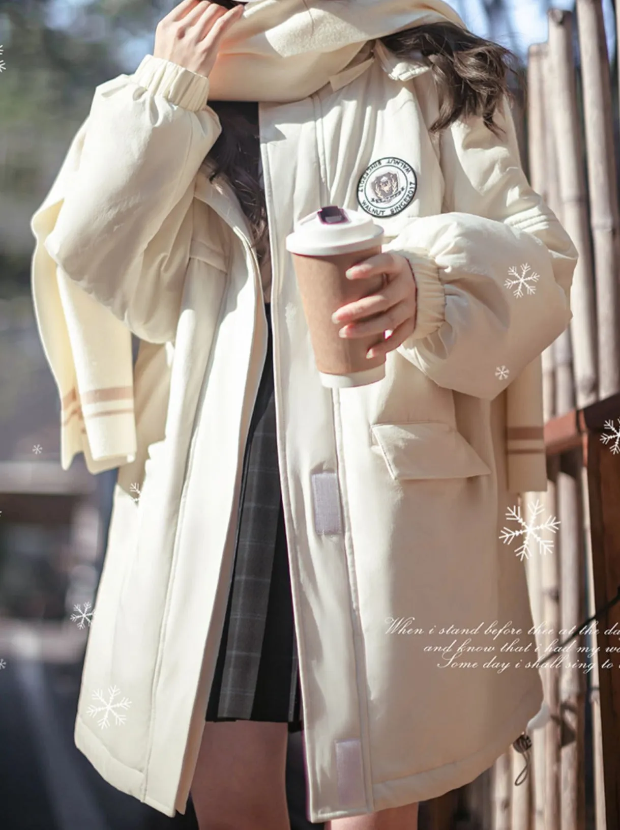 Down Hoodie Penguin Style White Jacket College