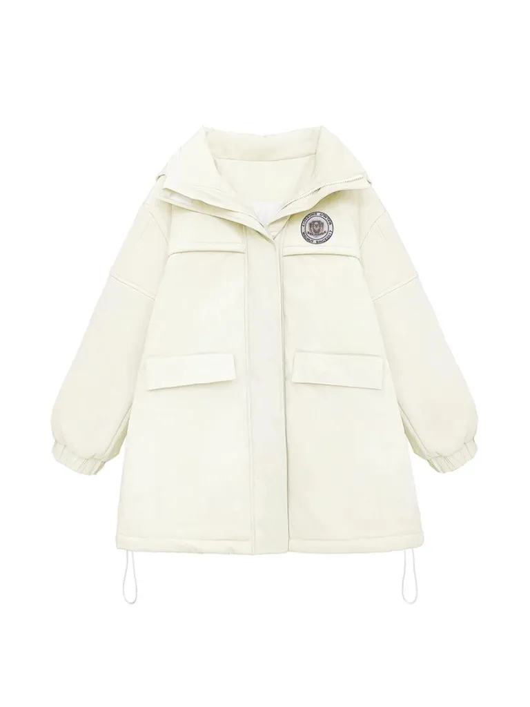 Down Hoodie Penguin Style White Jacket College