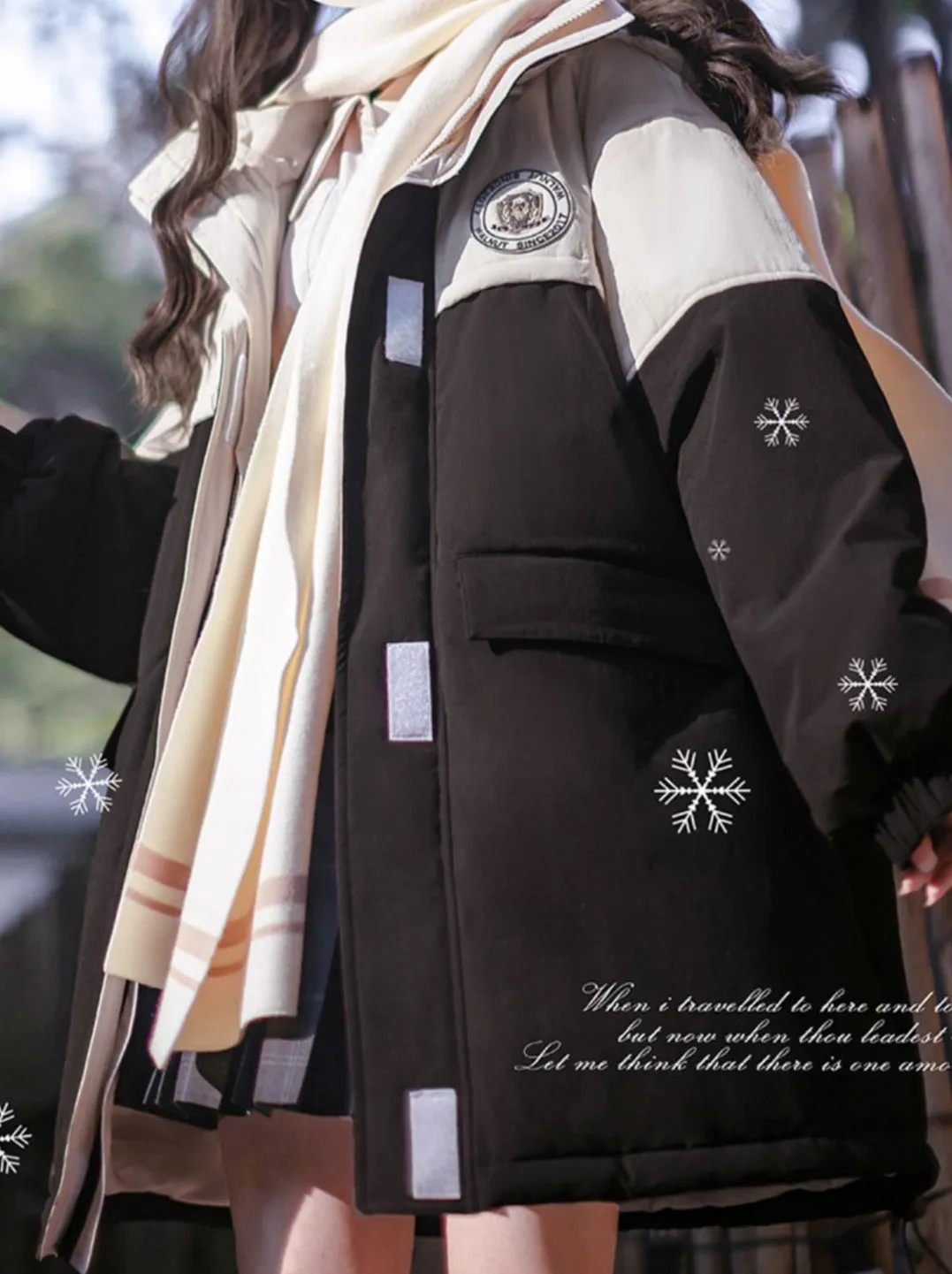 Down Hoodie Penguin Style White Jacket College