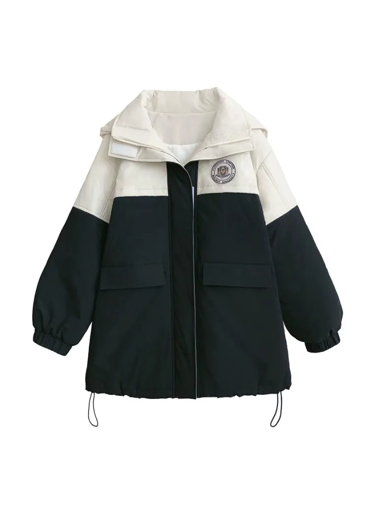 Down Hoodie Penguin Style White Jacket College