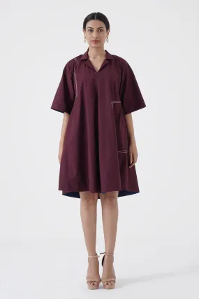 Dynamic - Notch Collar frock - Wine
