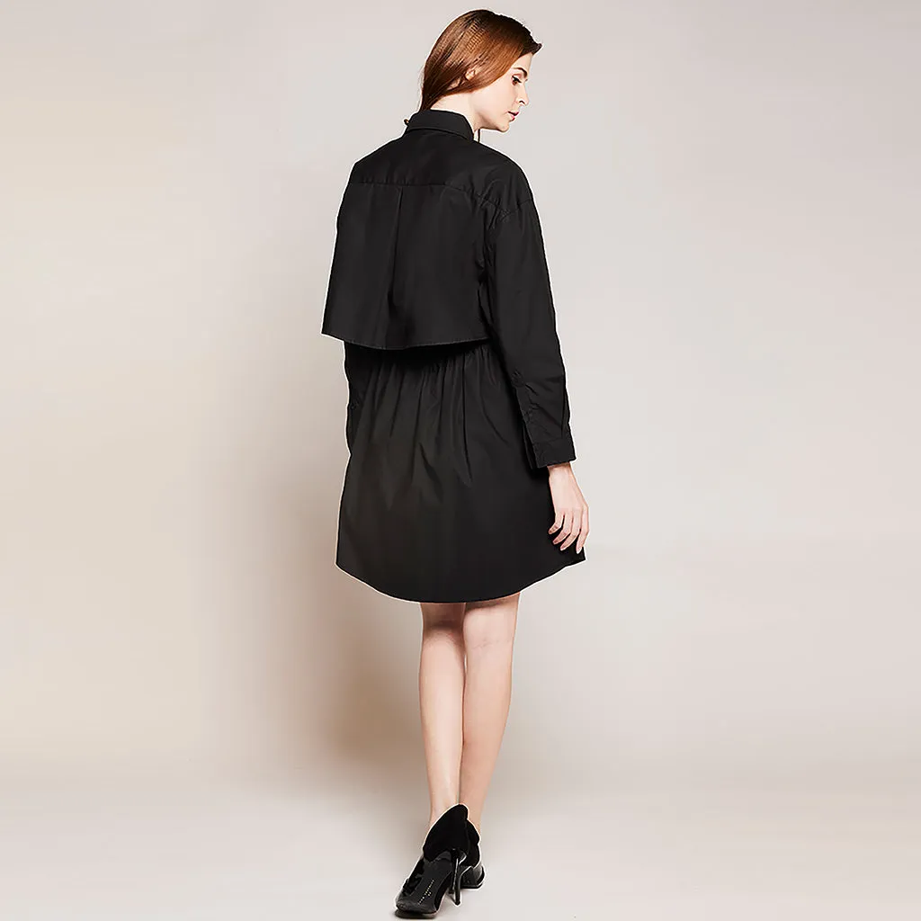 Elastic Back Shirt Dress