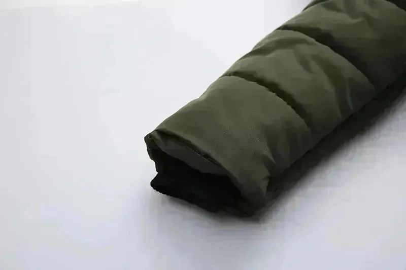 Fashion Boys Thicken Letter Print Hooded Cotton Jacket