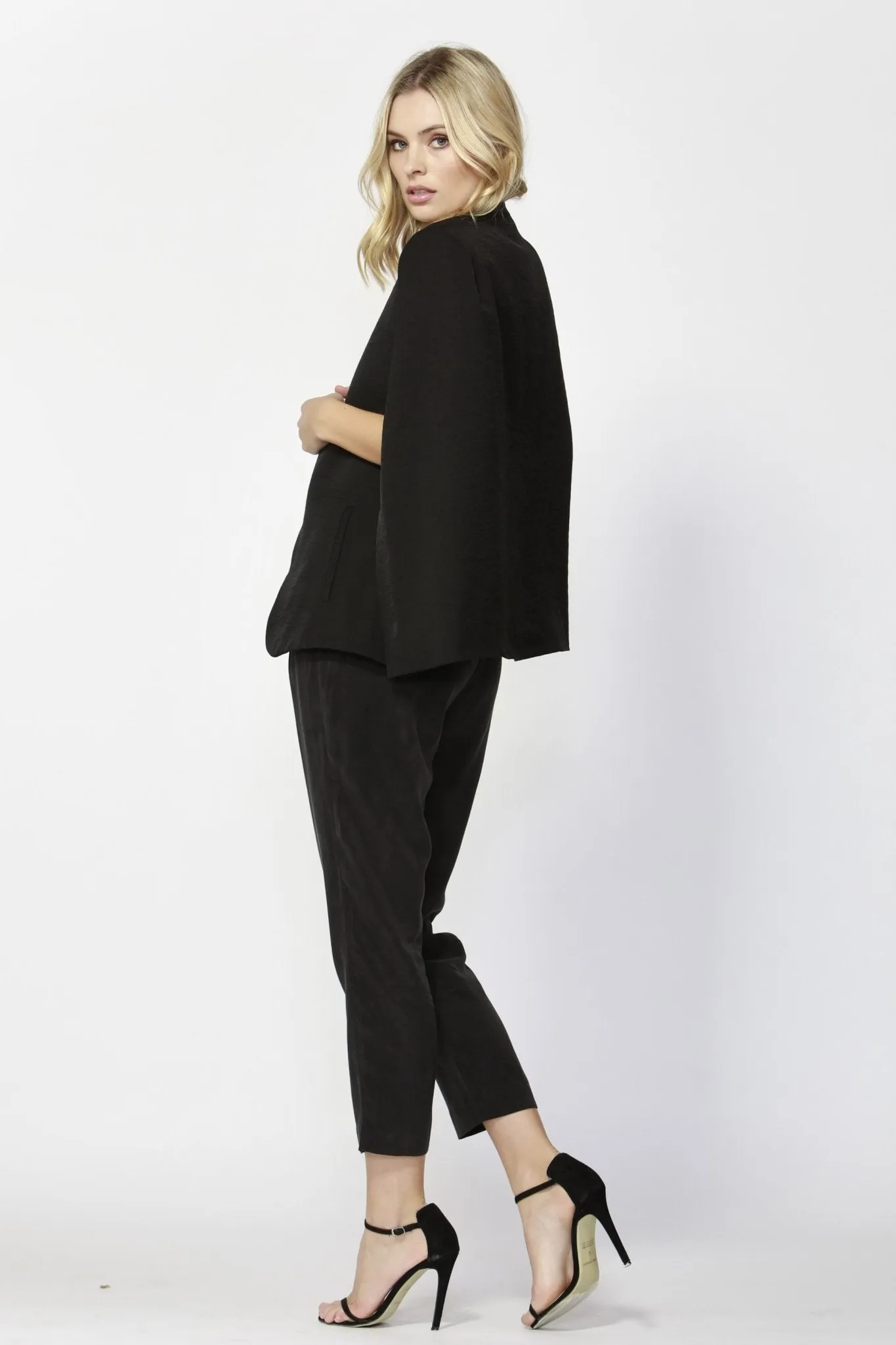 Fate   Becker Uptown Cape Blazer in Black